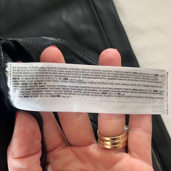 MNG Black Faux Leather Wide Leg Pants Size 14 (EUR 46) High Rise Flare Trousers - Picture 7 of 11